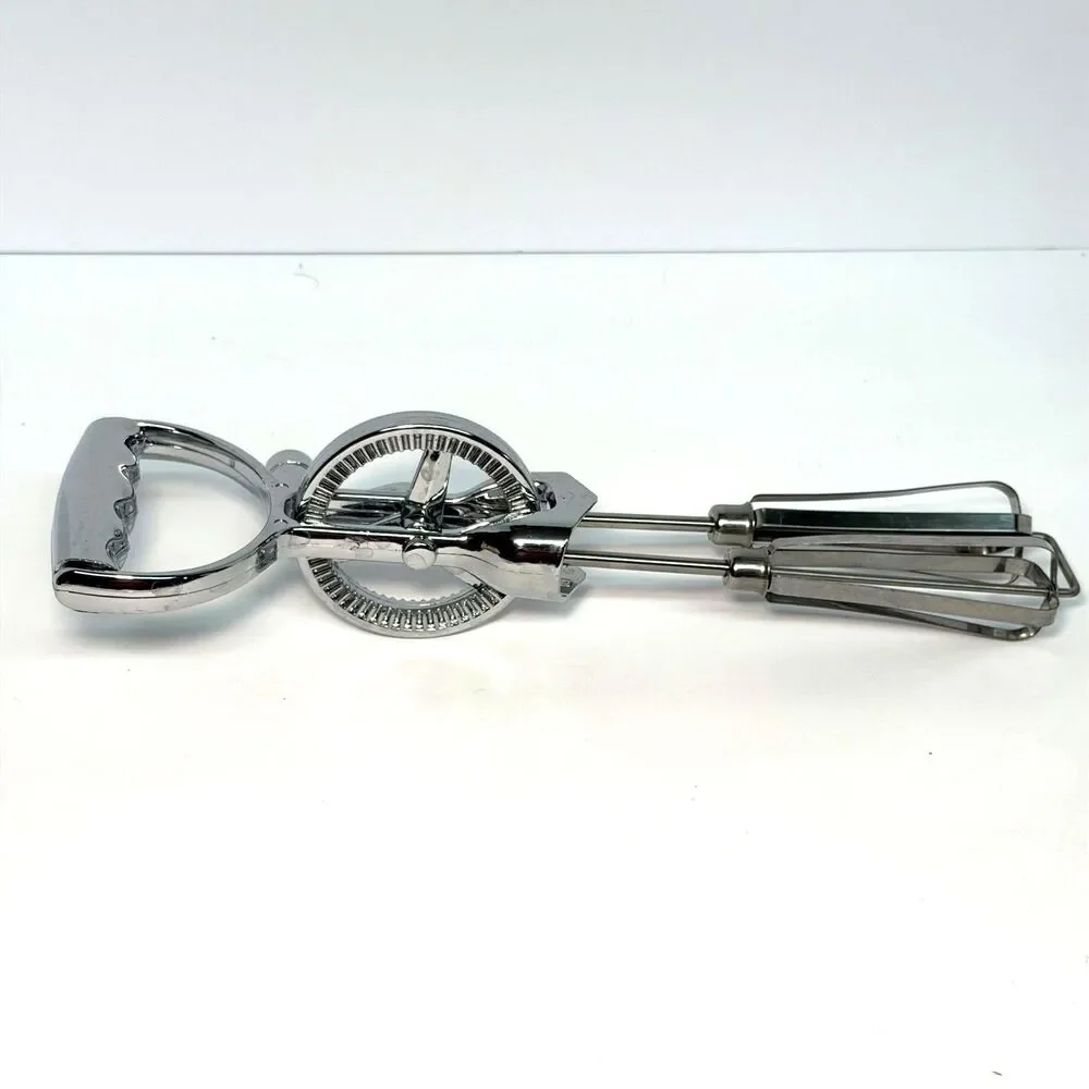 Unbranded Vintage 12-Inch Rotary Egg Beater, Baking Utensil, Kitchen Gadget